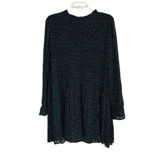 Mod Ref Women's Green Polka Dots Scout Mini Dress Long‎ Sleeve Lined Size M NWT